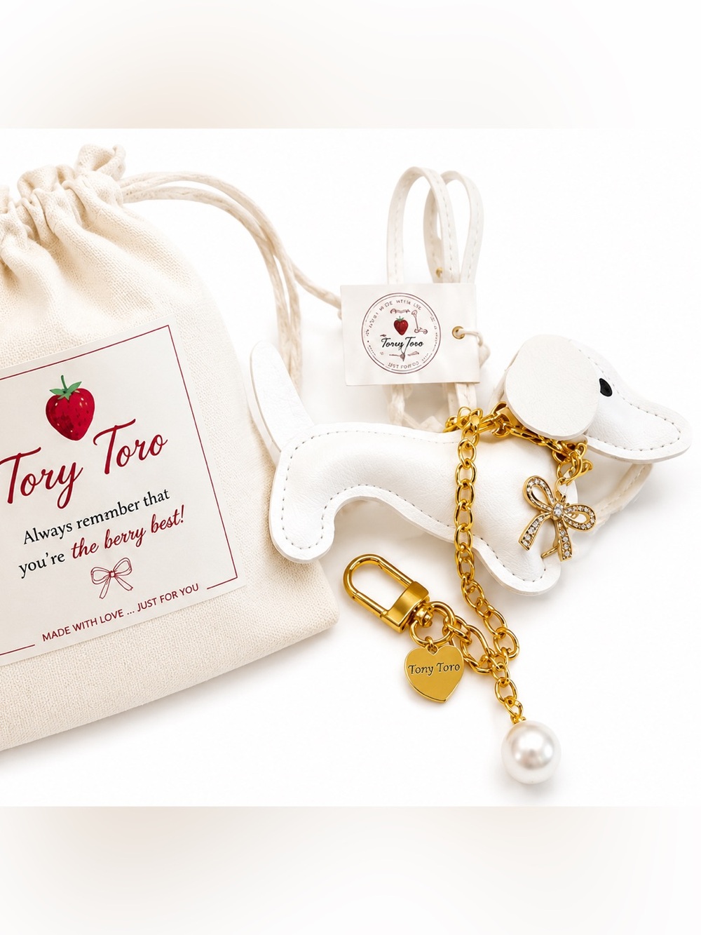 NWT White Leather Dachshund Bag Charm | 18K Gold Stainless
πΆπ€ - Picture 10 of 10